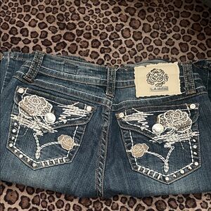 Y2K L.A. Idol Rose Rhinestone Embodied bootcut jeans